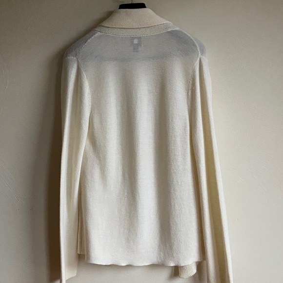 Eileen Fisher Open Front Ivory Women's  Merino Wool Cardigan M - Picture 2 of 15